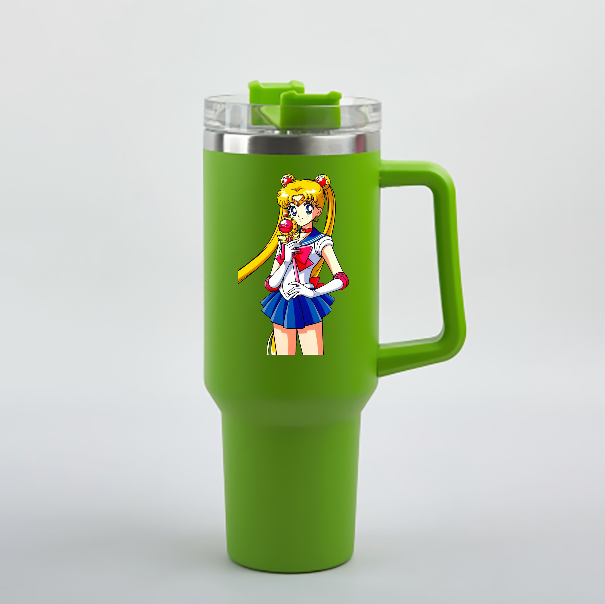 （画像用） 美少女戦士セーラームーン 月野 うさぎ つきの うさぎ Sailor Moon Tsukino Usagi 1200mL車用タンブラー - クリスタルステッカー（プラスチックストロー付き）